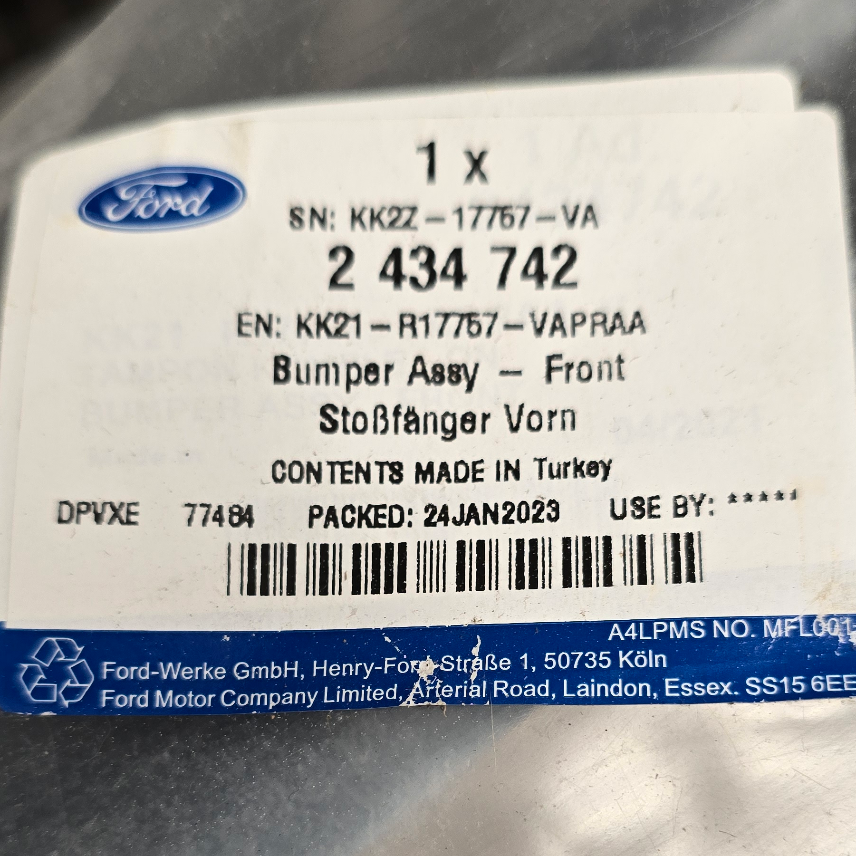 2434742 Ford Tourneo custom 2012 Pare-chocs avant — photo 2