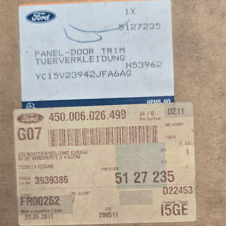 5127235 Ford Transit panneau de garnissage de porte sans accoudoir intégré — photo 2