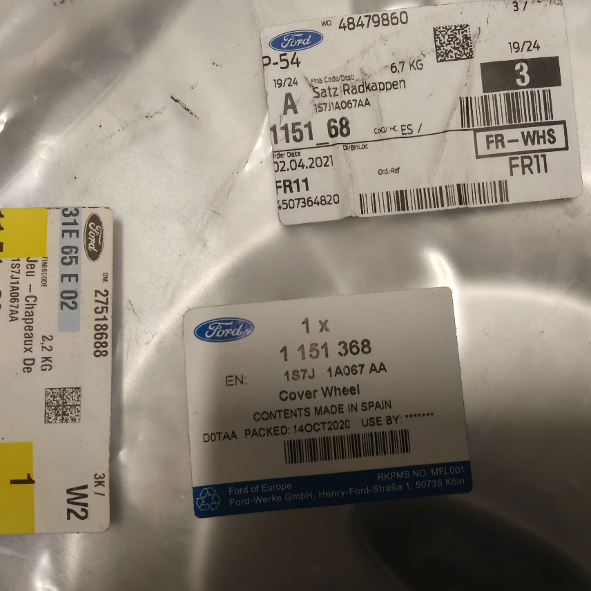 1151368 ORIGINALE FORD C-MAX/FOCUS ELECTRIC ENJOLIVEUR 16" LOT DE 4