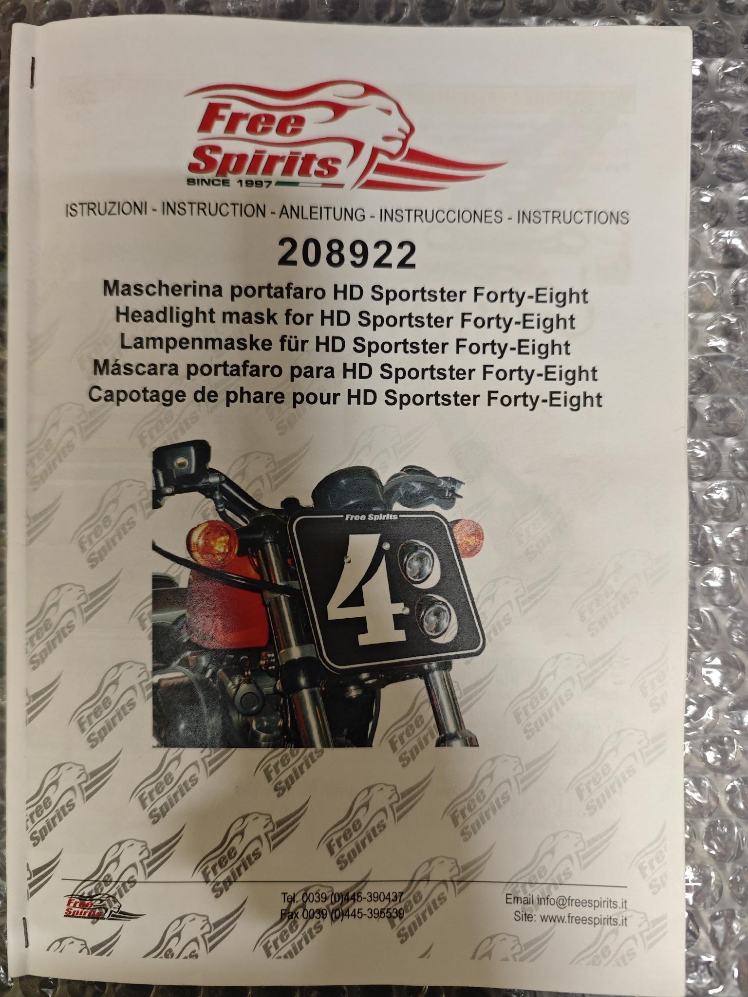 Plaque de phare Racing - Harley-Davidson Sportster XL1200X & XL1200C à partir de 2010 - Noir & Transparent — photo 3