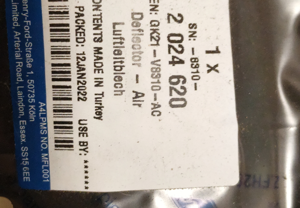  2024620 FORD TOURNEO CUSTOM Déflecteur avant droit 2024620