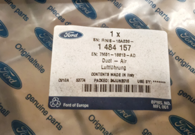 1484157 Conduit de déflecteur d'air de panneau avant de carrosserie Ford C-Max authentique 