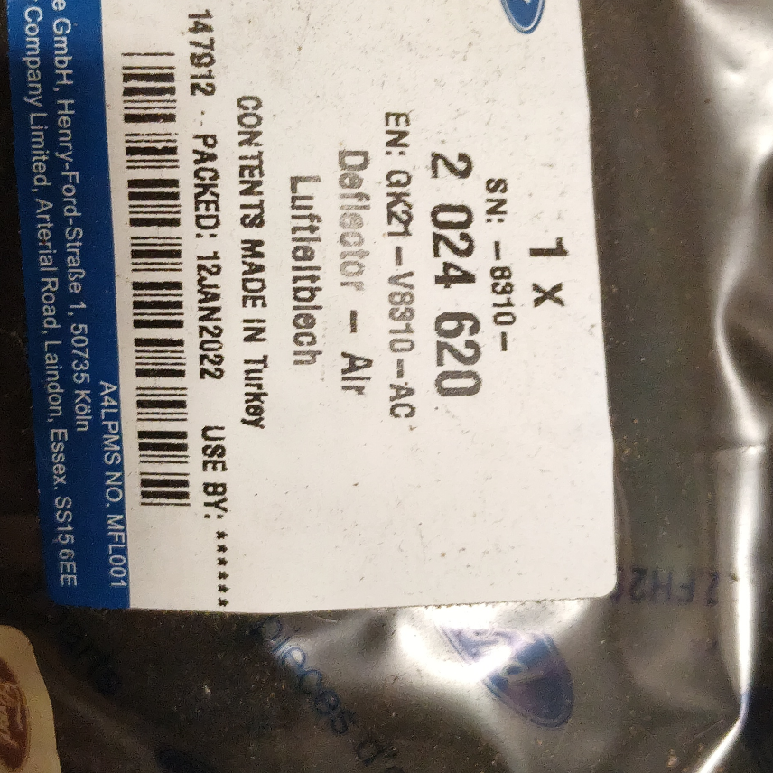  2024620 FORD TOURNEO CUSTOM Déflecteur avant droit 2024620